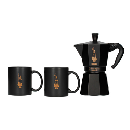 Bialetti - Zestaw Moka Express 6tz Czarna + 2 Kubki