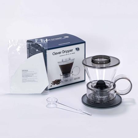 Clever Dripper - Zaparzacz szklany 500ml przezroczysty szary - obrazek 3