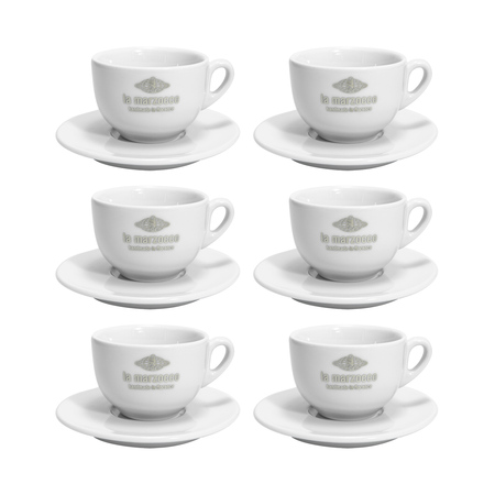 La Marzocco - zestaw 6 filiżanek ze spodkami do cappuccino 210 ml - biały