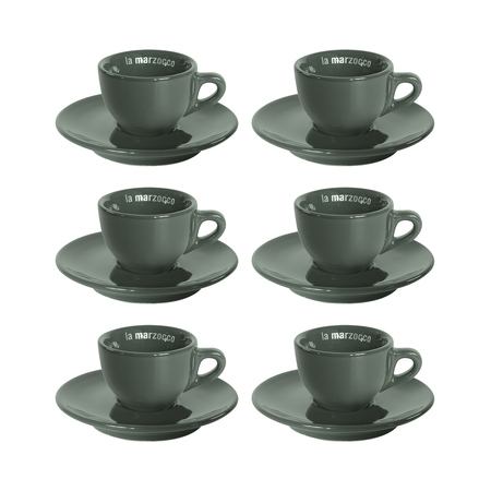 La Marzocco - zestaw 6 filiżanek ze spodkami do espresso 65 ml - szary