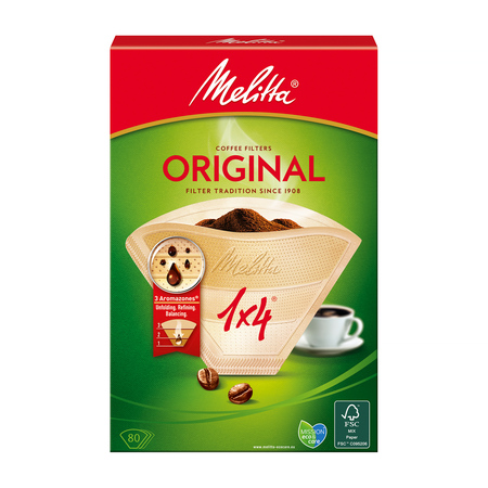 Melitta - Papierowe filtry do kawy 1x4 - Original - 80 sztuk