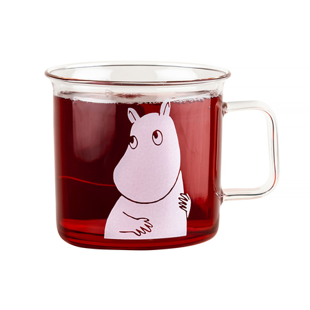 Moomin - Kubek szklany Muminek Biały nadruk 350ml transparentny