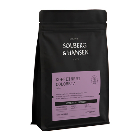 Solberg & Hansen - kawa ziarnista bezkofeinowa Kolumbia Inza Sugarcane Natural Filter 250 g