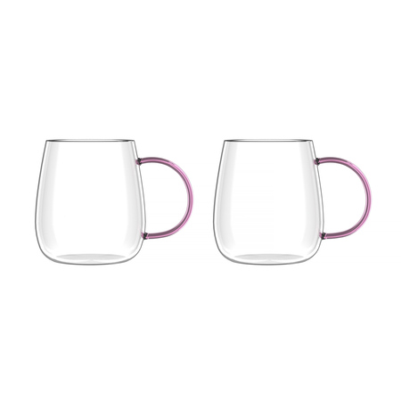 Vialli Design - Bolla zestaw dwóch szklanek z różowym uchem 400ml