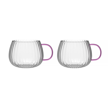 Vialli Design - Tulip zestaw dwóch szklanek z różowym uchem 350ml