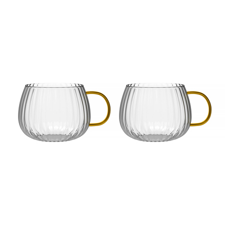 Vialli Design - Tulip zestaw dwóch szklanek z żółtym uchem 350ml